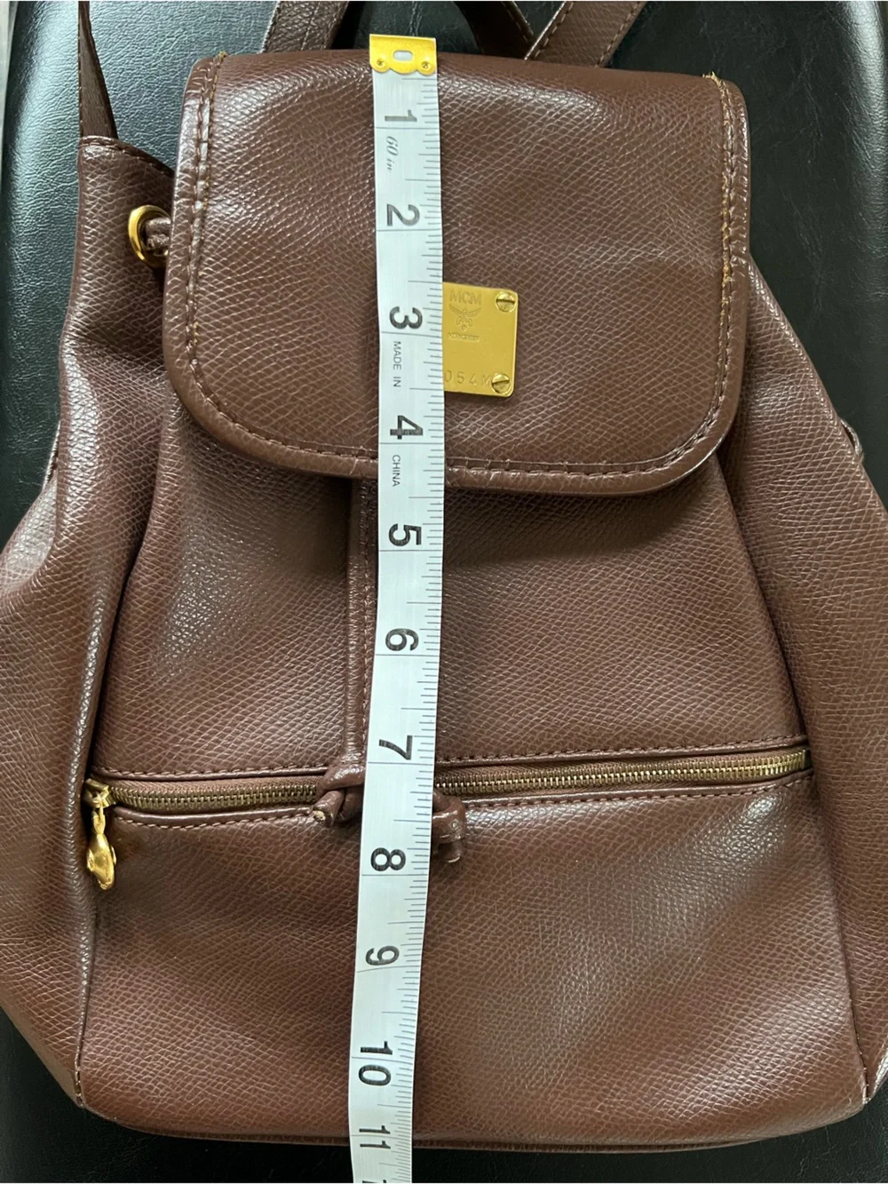 Rare Vintage MCM Brown Leather Drawstring Mini Backpack